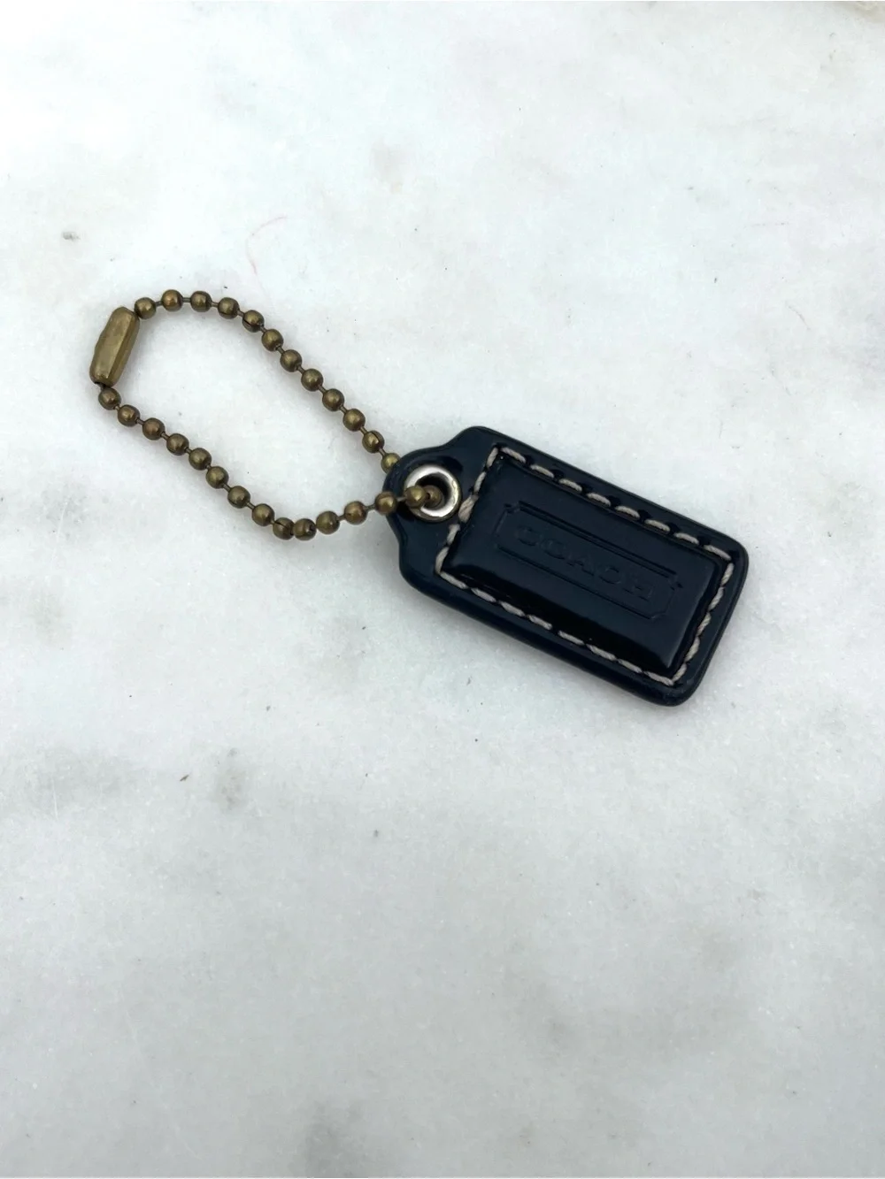 COACH Mini Patent Leather Hang Tag, Black with Contrast Stitching